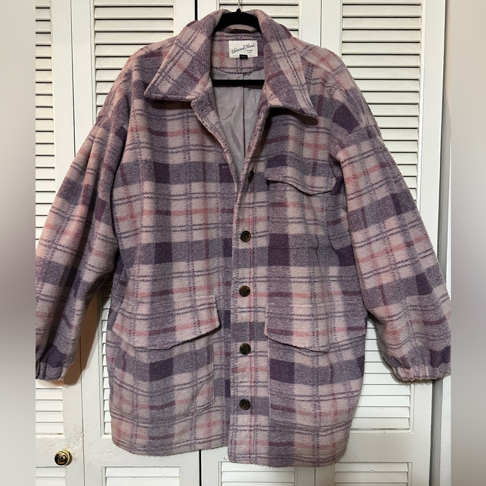 Women’s Universal Thread Purple Pink Plaid Shacket